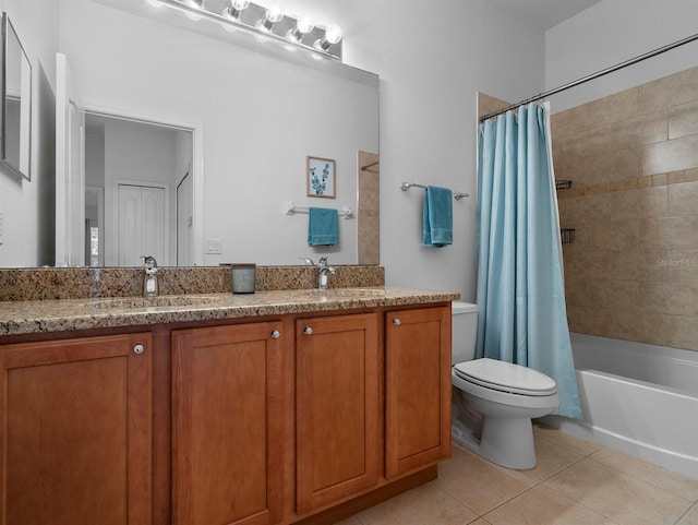 741 Ashworth Overlook Dr Unit B, Apopka, FL 32712 - bathroom featuring double vanity, tile patterned floors, and shower / bath combination with curtain