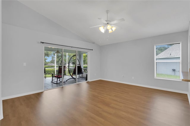 3507 Tenby Cir, Clermont, FL 34711 - unfurnished room with wood finished floors, a ceiling fan, and vaulted ceiling