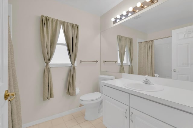 3507 Tenby Cir, Clermont, FL 34711 - bathroom with vanity, tile patterned floors, and a shower with curtain