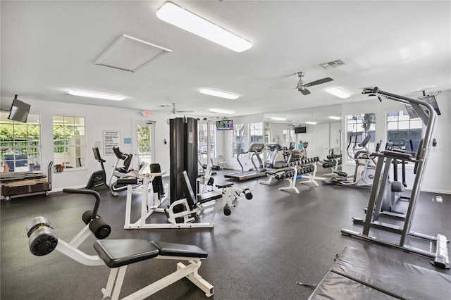 6059 Twain St Unit 108, Orlando, FL 32835 - exercise room featuring a ceiling fan