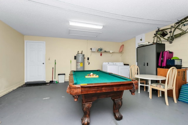 1520 Gulf Vue Dr, Haines City, FL 33844 - recreation room with washer and clothes dryer, concrete floors, electric water heater, and pool table