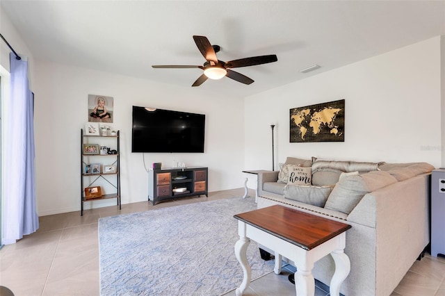 9370 Westmorely St, Groveland, FL 34736 - living area featuring ceiling fan and light tile patterned floors