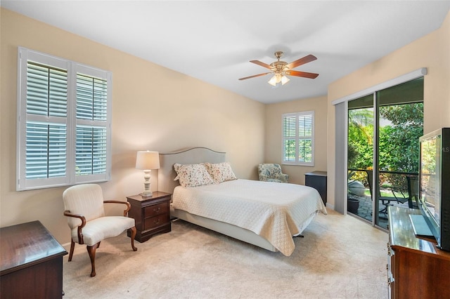 3685 Corsica Ln, Clermont, FL 34711 - bedroom with access to exterior, carpet, and a ceiling fan