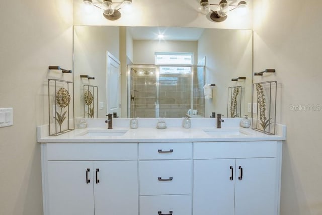 2113 Broome St, Kissimmee, FL 34743 - bathroom with double vanity and a stall shower