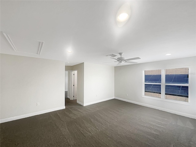 12671 Flatwood Creek Dr, Gibsonton, FL 33534 - unfurnished room with dark colored carpet, a ceiling fan, and recessed lighting
