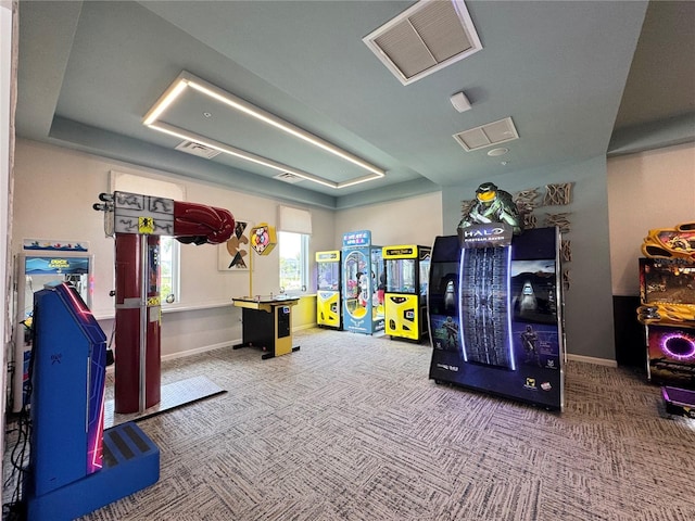 4192 Paragraph Dr, Kissimmee, FL 34746 - workout area featuring attic access and carpet flooring