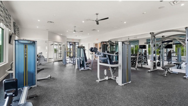 4192 Paragraph Dr, Kissimmee, FL 34746 - gym with recessed lighting and ceiling fan