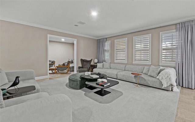 12023 Gold Creek Trl, Windermere, FL 34786 - living room featuring ornamental molding, plenty of natural light, and recessed lighting