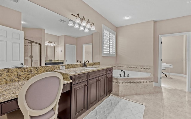 12023 Gold Creek Trl, Windermere, FL 34786 - full bath with a bath, a stall shower, vanity, and tile patterned floors