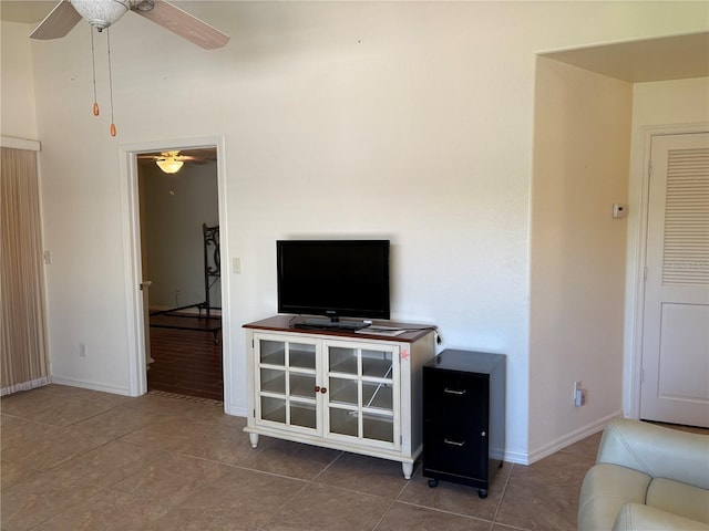 26735 Little John Ct Unit 27, Bonita Springs, FL 34135 - tiled living area featuring a ceiling fan