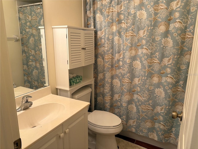 26735 Little John Ct Unit 27, Bonita Springs, FL 34135 - bathroom with vanity, tile patterned floors, and curtained shower
