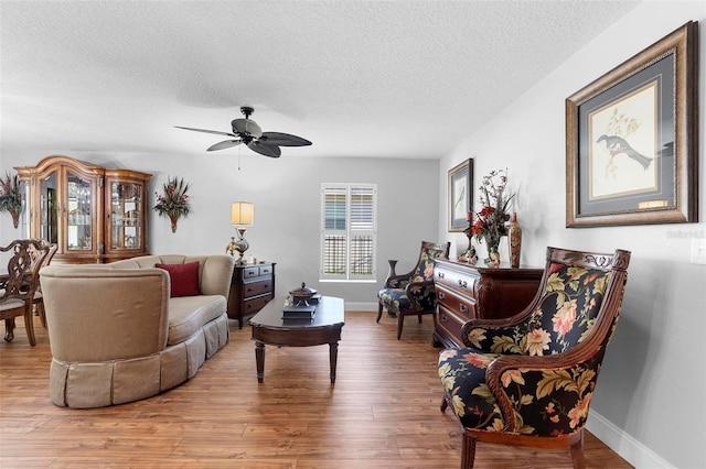 43 Pergola Pl, Ormond Beach, FL 32174 - living room with a textured ceiling, light wood finished floors, and a ceiling fan