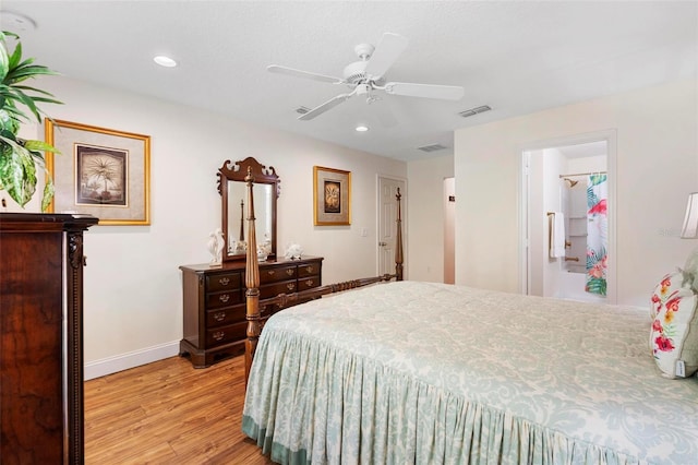 43 Pergola Pl, Ormond Beach, FL 32174 - bedroom with light wood-type flooring, recessed lighting, and a ceiling fan