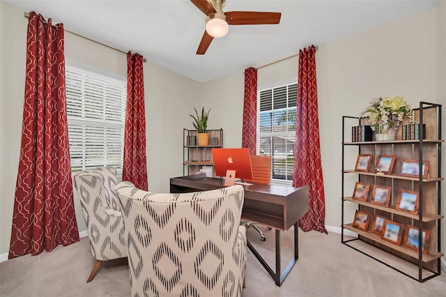 6926 Cucamelon Ct, Windermere, FL 34786 - carpeted office featuring a ceiling fan and baseboards