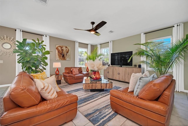 6926 Cucamelon Ct, Windermere, FL 34786 - living room featuring a ceiling fan and light tile patterned floors
