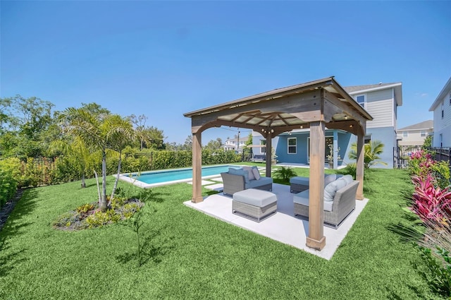 6926 Cucamelon Ct, Windermere, FL 34786 - fenced backyard with a gazebo, outdoor lounge area, and a patio area