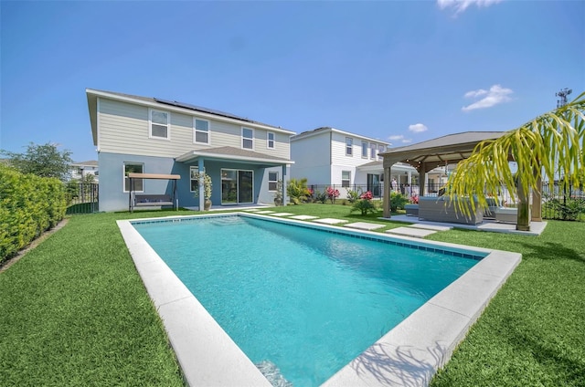 6926 Cucamelon Ct, Windermere, FL 34786 - view of swimming pool featuring a gazebo, a fenced backyard, and a patio