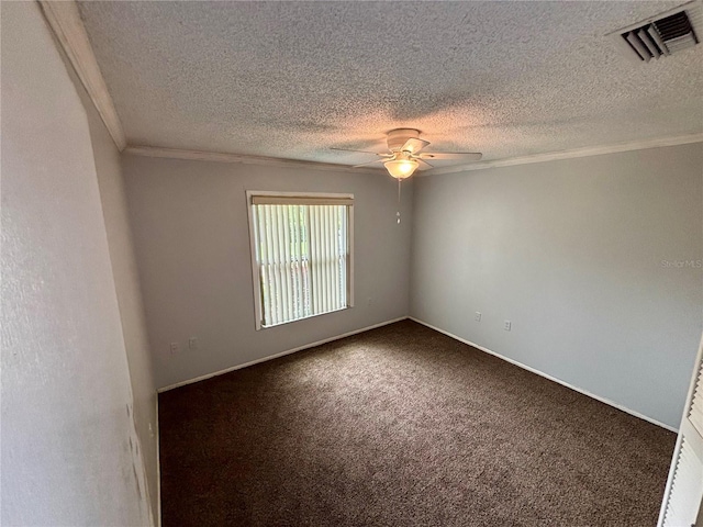 8131 Braddock Cir Unit 1, Port Richey, FL 34668 - carpeted empty room featuring ceiling fan, ornamental molding, and a textured ceiling