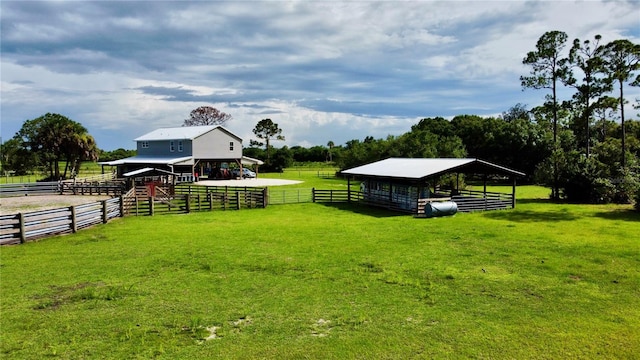 view of yard with a gazebo and a rural view