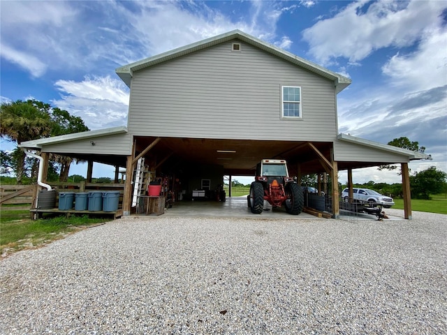 exterior space featuring a carport