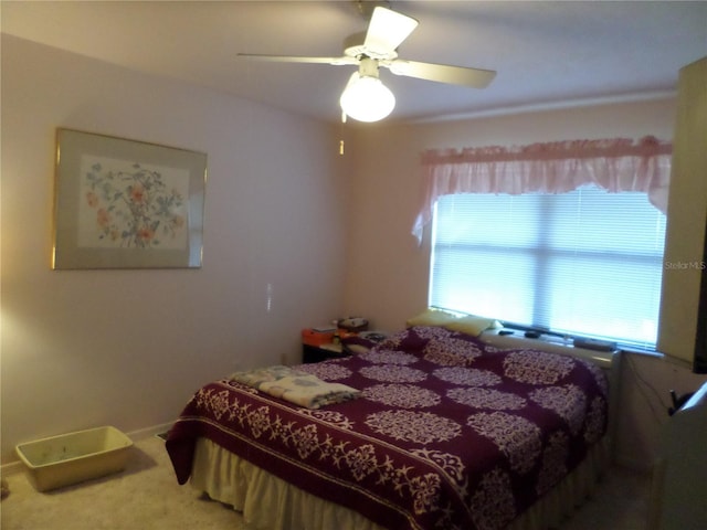 bedroom with carpet and ceiling fan