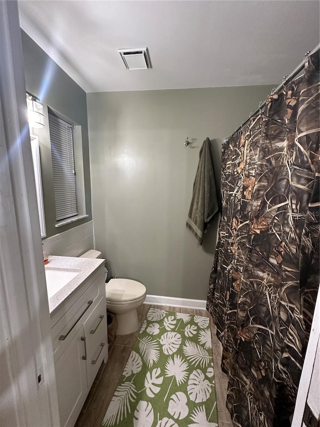 bathroom with toilet and vanity