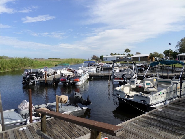 dock area featuring a water view