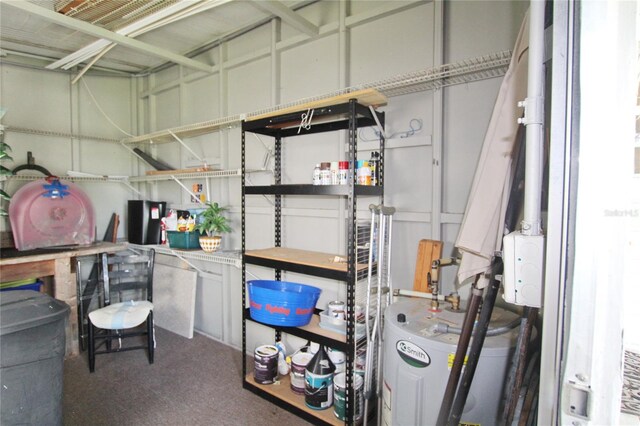 storage room featuring electric water heater