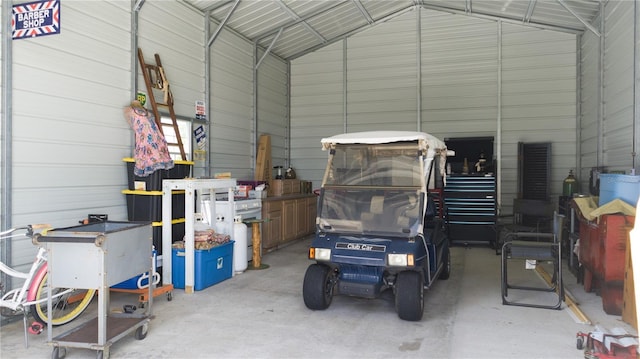 garage with a carport