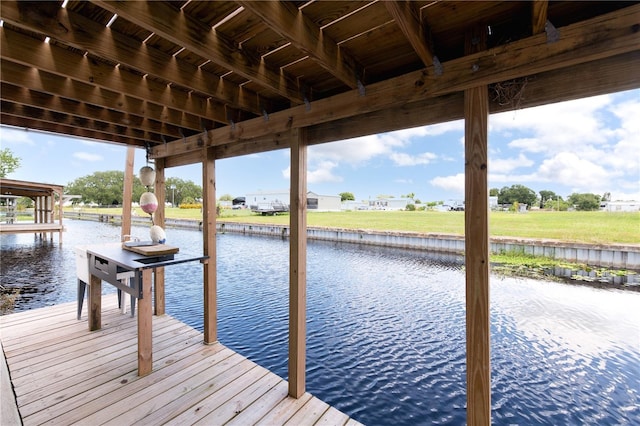 dock area featuring a water view