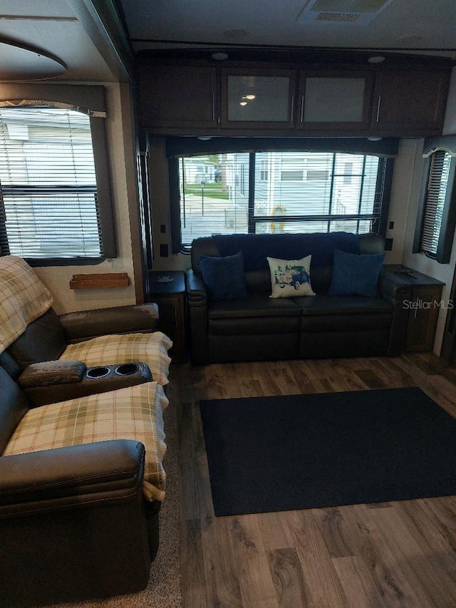 living room with hardwood / wood-style floors