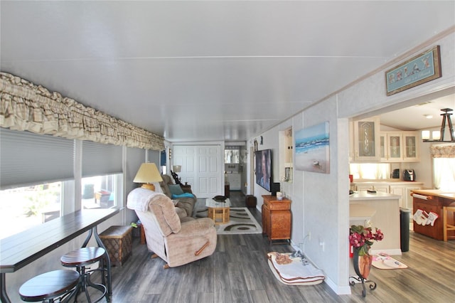 living room with wood finished floors