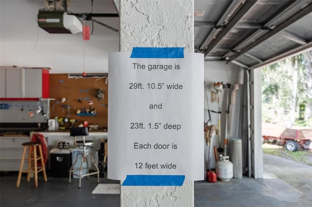 garage with a garage door opener