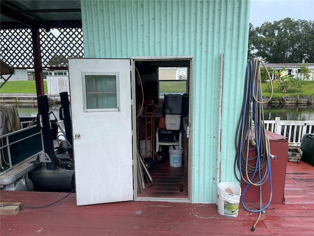 entrance to property with a deck