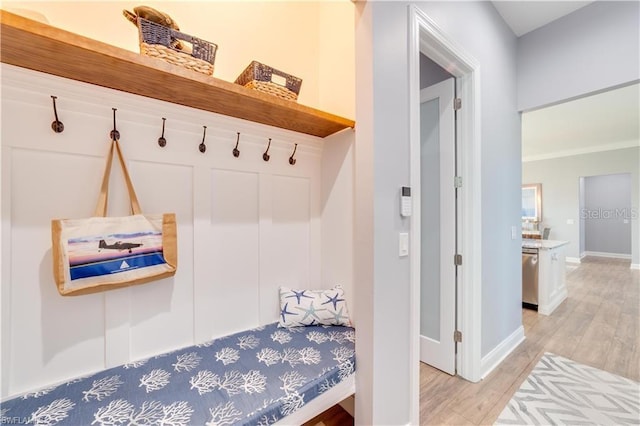 mudroom featuring light wood-type flooring