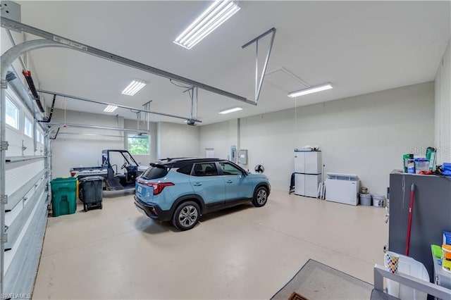 garage with a garage door opener