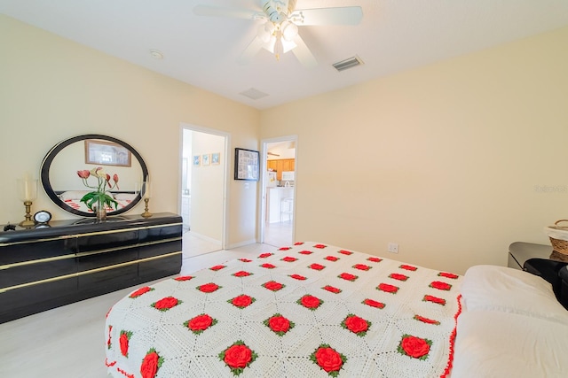 bedroom featuring ceiling fan