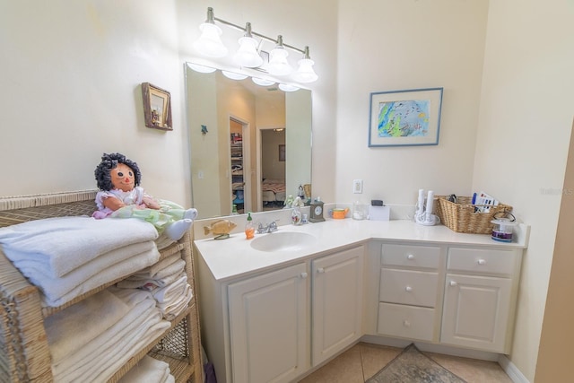 bathroom featuring vanity and tile patterned floors