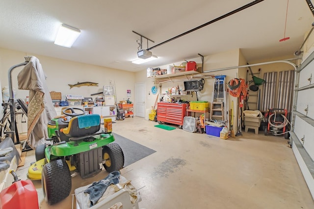 garage with a garage door opener