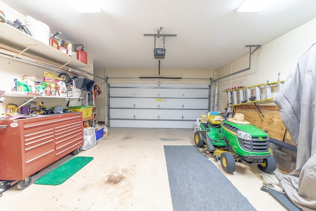 garage with a garage door opener