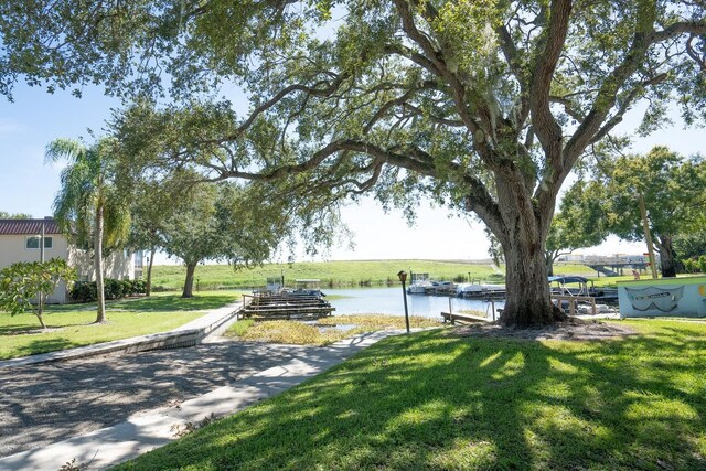3124 US Highway 441 SE Unit I-4, Okeechobee, FL 34974 - view of home's community with a water view, a lawn, and a boat dock