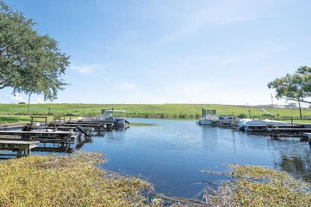 dock area featuring a water view