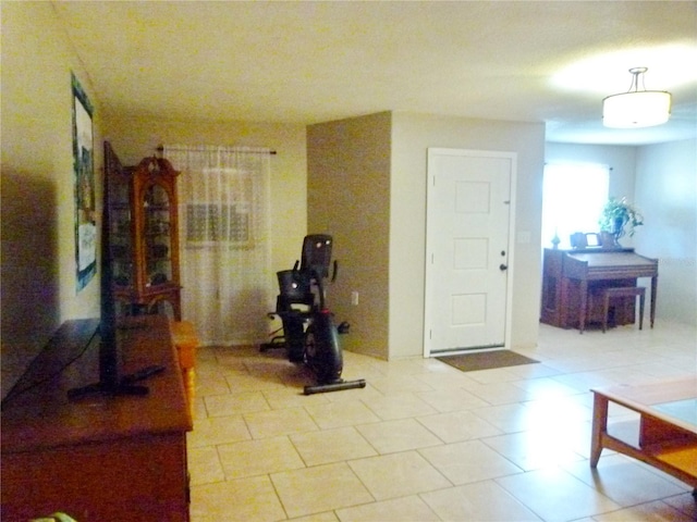 interior space featuring light tile patterned floors