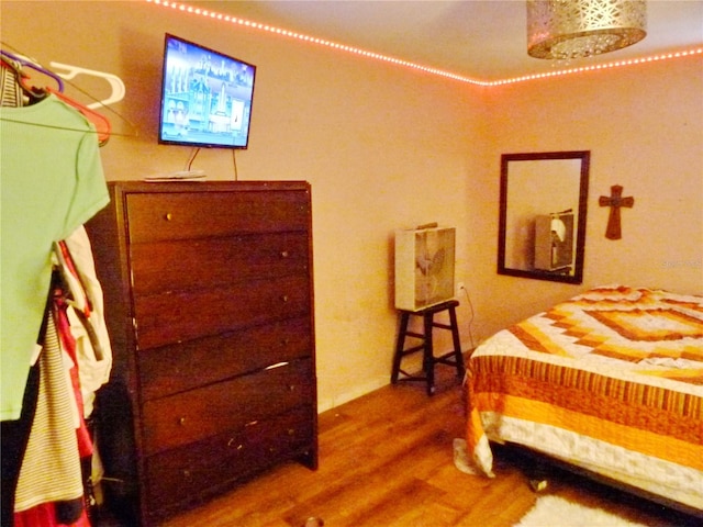 bedroom with wood-type flooring