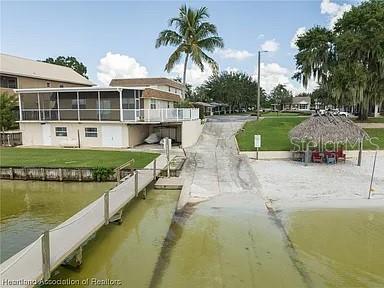 view of community with a water view