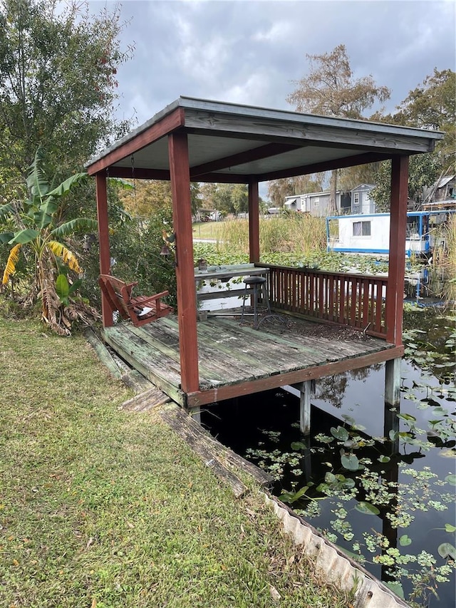 view of dock featuring a water view