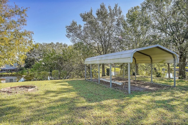 view of yard with a carport