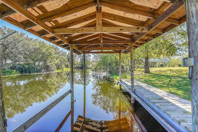 view of dock featuring a water view