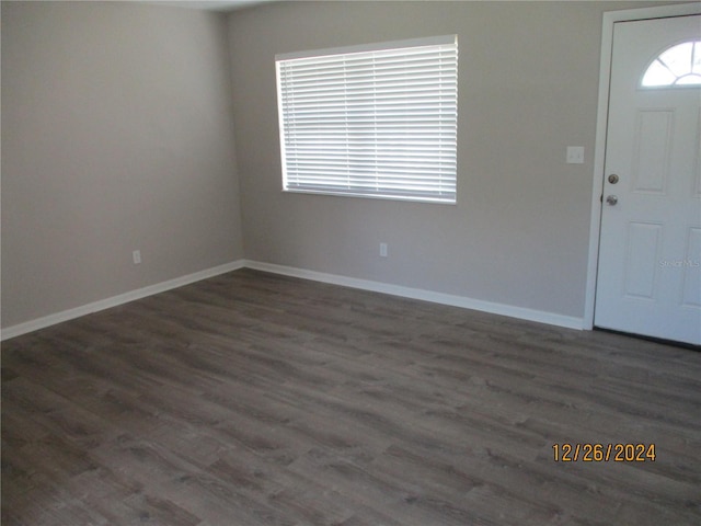 entrance foyer featuring dark hardwood / wood-style floors