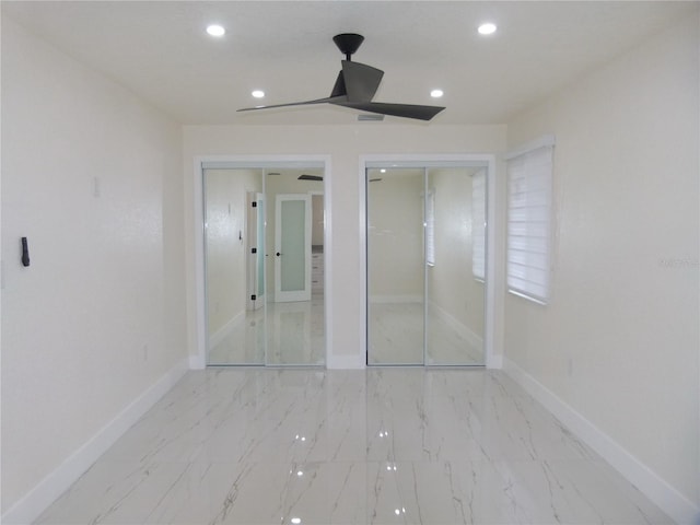 unfurnished bedroom with ceiling fan